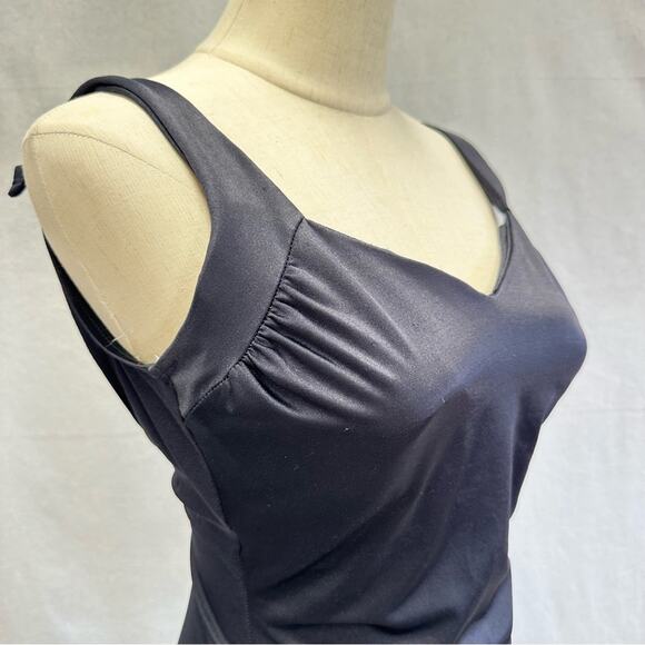 Vintage 70s Maxine of Hollywood black one piece pinup swimsuit dress size 14 - Picture 12 of 15